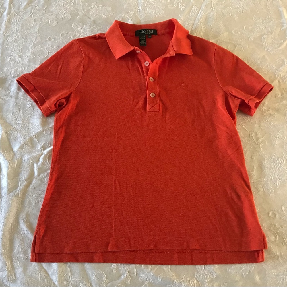 Lauren Ralph Lauren Petite Polo Shirt Orange Sz PM